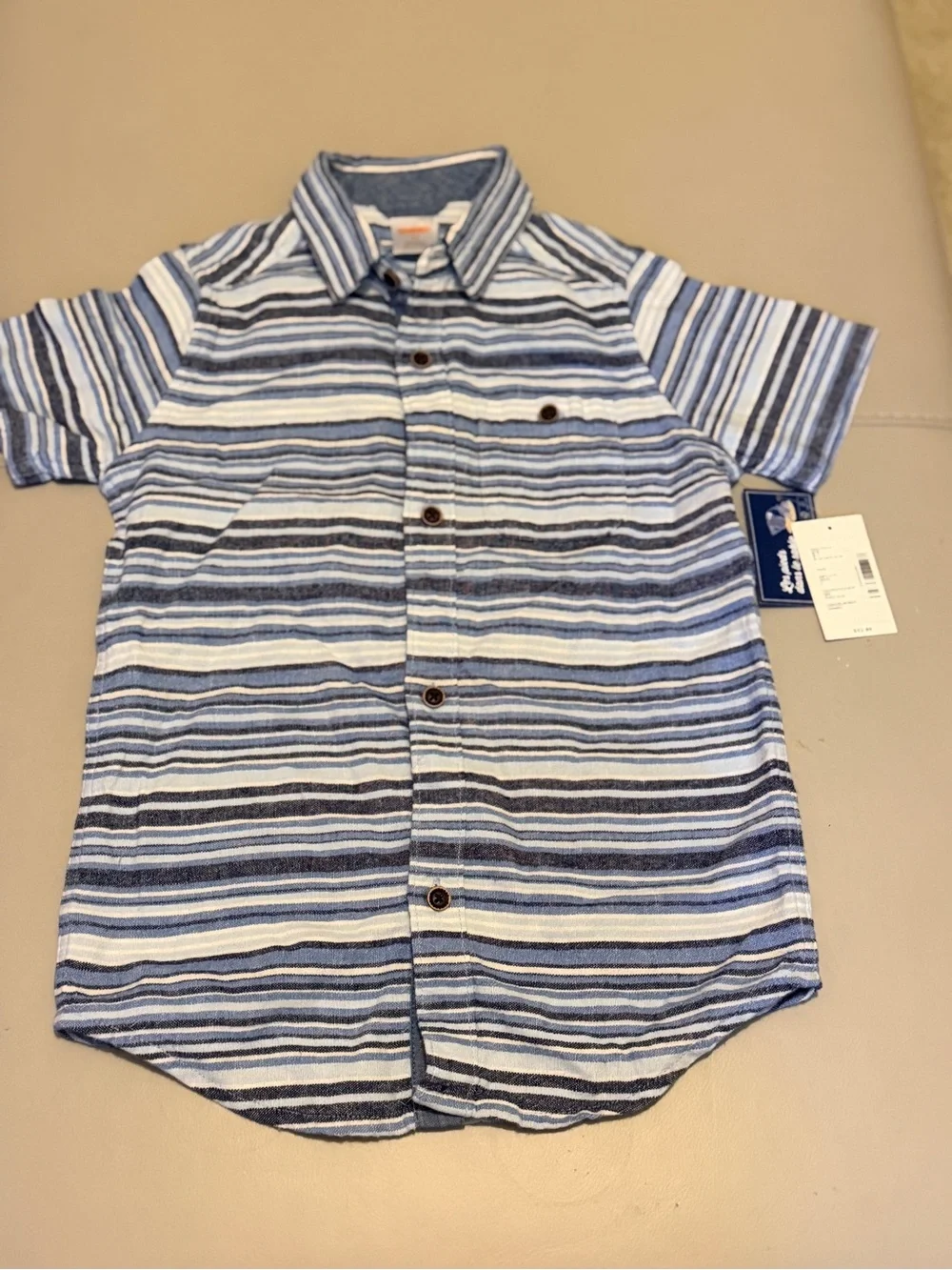 Gymboree Blue and White Striped Short-Sleeve Button-Down Shirt